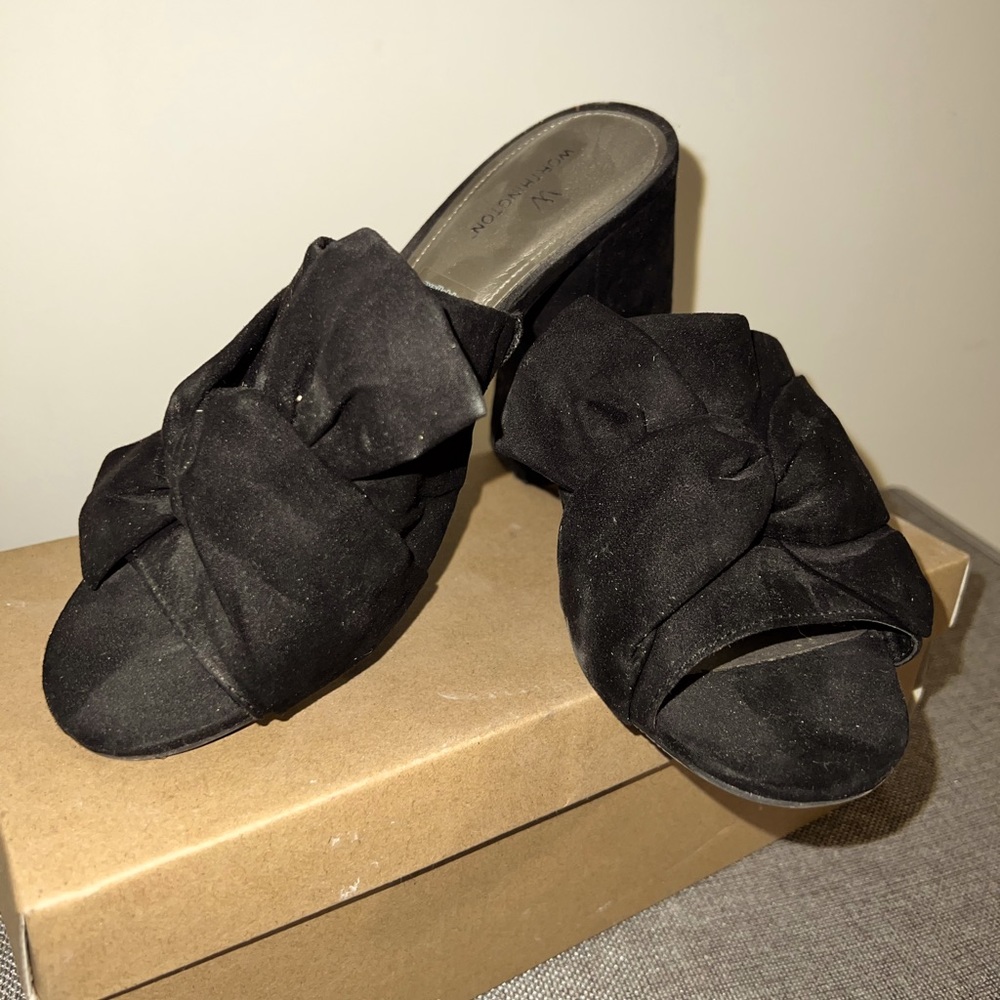 Chunky heel block heel sandal bow shoes